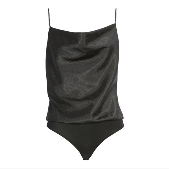 NWT WAYF Giselle Cowl Neck Jacquard Satin Bodysuit - Picture 4 of 4